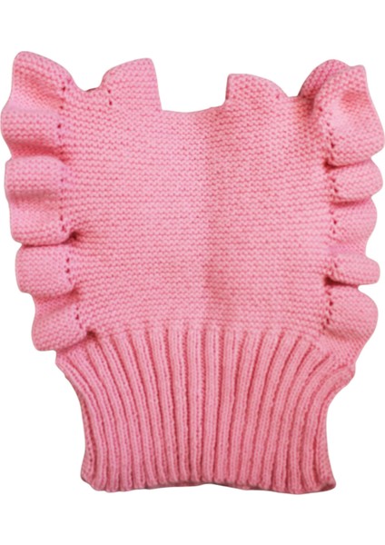 El Örgüsü Volanlı Çocuk Süveter Pembe