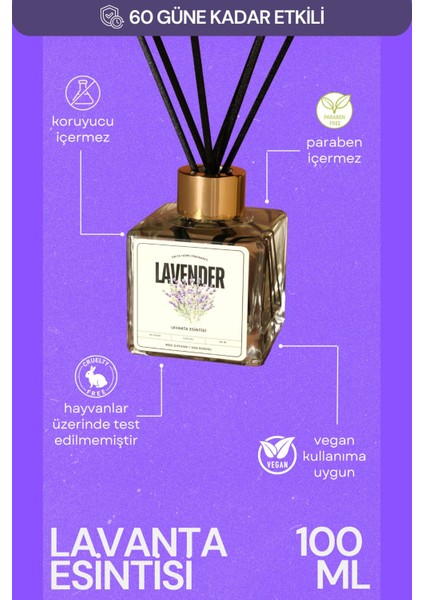 Home Premium Lavanta Esintisi Çubuklu Oda Ortam Ofis Kokusu - 100 ml