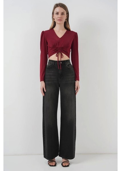 9 Sandy Crop Bluz Bordo