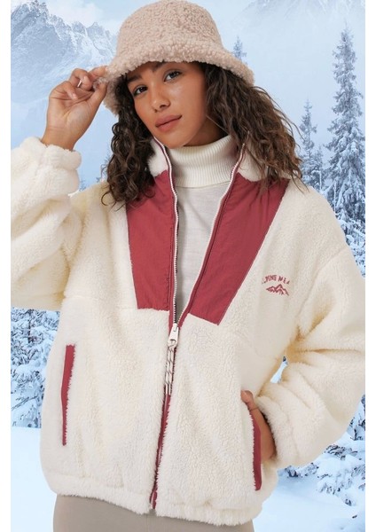 5194 Peluş Mont Ceket Kiremit
