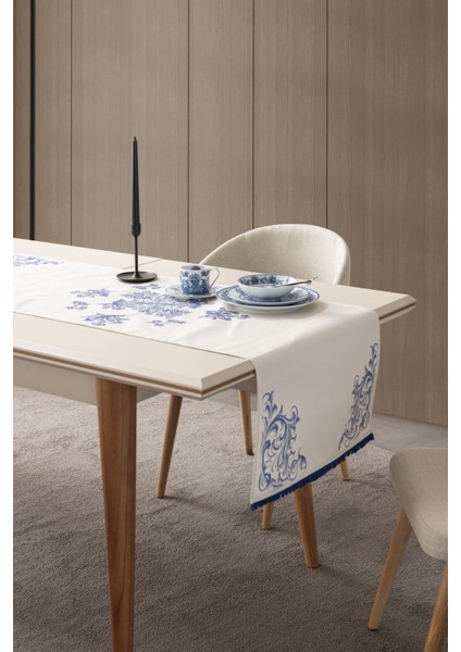 Home Blue Dreams Premium Serisi Duck Keten Runner Leke Tutmaz 45 x 140