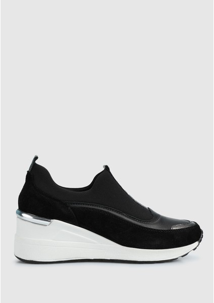 Siyah Deri Kadın Sneaker