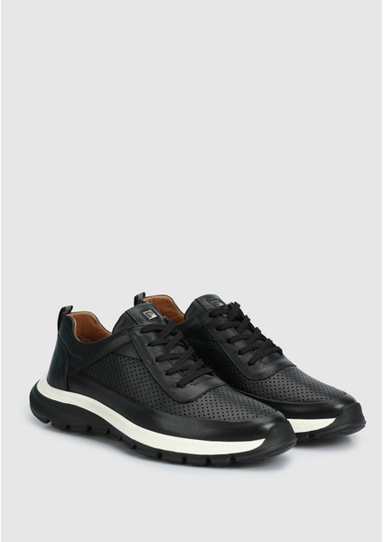 Siyah Deri Erkek Sneaker