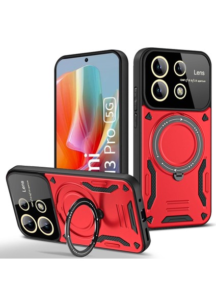 Redmi Note 13 4g Için Kılıf Kamera Lens Koruyuculu Magsafe Destekli 360 Dönen Halka Standlı Kapak