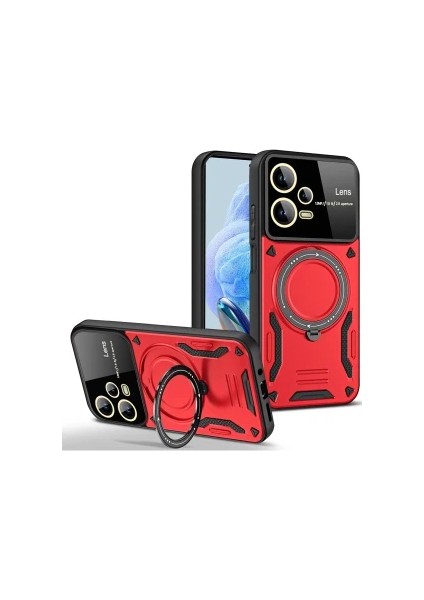 Redmi Note 12 Pro 5g Kılıf Kamera Lens Koruyuculu Magsafe Destekli 360 Dönen Halka Standlı Kapak