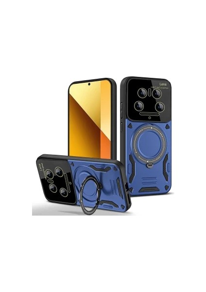 Xiaomi Mi 14 Ultra Için Kılıf Kamera Lens Koruyuculu Magsafe Destekli 360 Dönen Halka Standlı Kapak