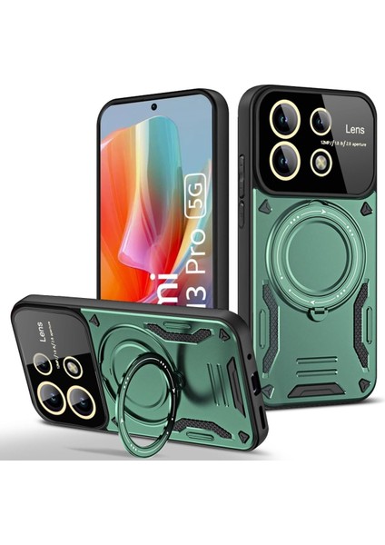 Redmi Note 13 Pro 5g Kılıf Kamera Lens Koruyuculu Magsafe Destekli 360 Dönen Halka Standlı Kapak