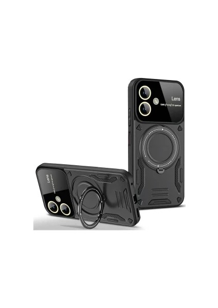 Samsung Galaxy A05 Için Kılıf Kamera Lens Koruyuculu Magsafe Destekli 360 Dönen Halka Standlı Kapak