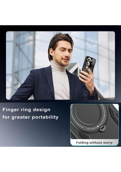 Realme C55 Uyumlu Kılıf Kamera Lens Koruyuculu Magsafe Destekli 360 Dönen Halka Standlı Kapak indirimleri