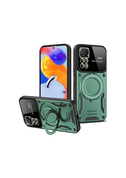 Redmi Note 12 Pro 4g Kılıf Kamera Lens Koruyuculu Magsafe Destekli 360 Dönen Halka Standlı Kapak