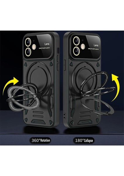 Apple Iphone 11 Için Kılıf Kamera Lens Koruyuculu Magsafe Destekli 360 Dönen Halka Standlı Kapak fiyatları