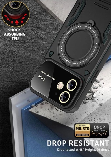 Apple Iphone 11 Için Kılıf Kamera Lens Koruyuculu Magsafe Destekli 360 Dönen Halka Standlı Kapak fırsatları