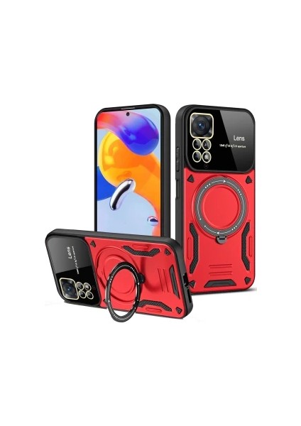 Redmi Note 12 Pro 4g Kılıf Kamera Lens Koruyuculu Magsafe Destekli 360 Dönen Halka Standlı Kapak