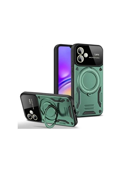 Samsung Galaxy A05 Için Kılıf Kamera Lens Koruyuculu Magsafe Destekli 360 Dönen Halka Standlı Kapak