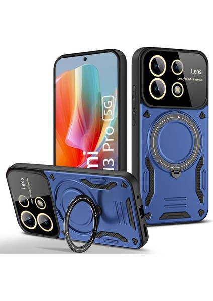 Redmi Note 13 4g Için Kılıf Kamera Lens Koruyuculu Magsafe Destekli 360 Dönen Halka Standlı Kapak