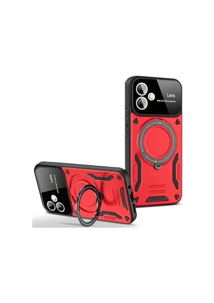 Samsung Galaxy A05 Için Kılıf Kamera Lens Koruyuculu Magsafe Destekli 360 Dönen Halka Standlı Kapak