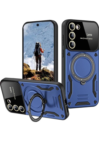 Samsung Galaxy A05S Için Kılıf Kamera Lens Koruyuculu Magsafe Destekli 360 Dönen Halka Standlı Kapak