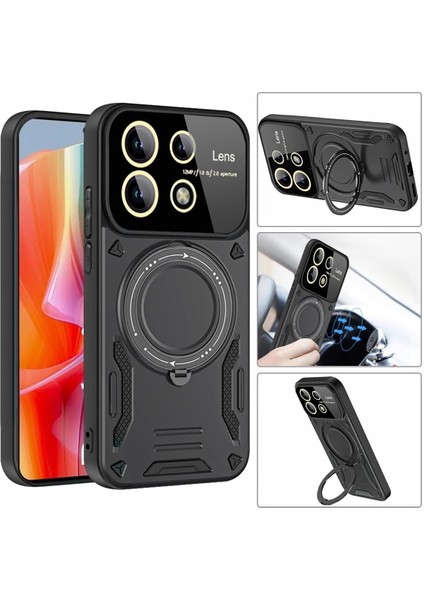 Redmi Note 13 4g Için Kılıf Kamera Lens Koruyuculu Magsafe Destekli 360 Dönen Halka Standlı Kapak indirimleri
