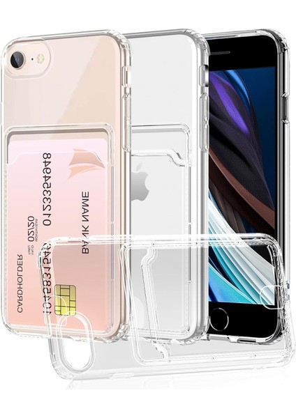 Iphone 16E Uyumlu Kılıf Kamera Korumalı Şeffaf Cüzdanlı Kartlıklı Süper Slikon Kapak