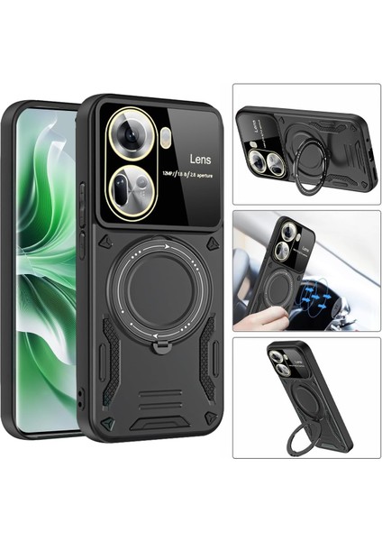 Realme C55 Uyumlu Kılıf Kamera Lens Koruyuculu Magsafe Destekli 360 Dönen Halka Standlı Kapak fiyatları
