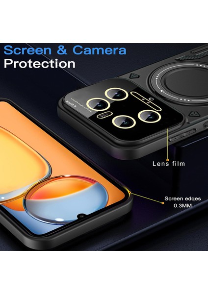 Xiaomi Mi 14 Ultra Için Kılıf Kamera Lens Koruyuculu Magsafe Destekli 360 Dönen Halka Standlı Kapak fırsatları