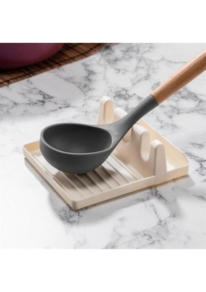 Buffer® Tencere Kapak Tutuculu Kaşıklıklı Tencere Kapak Standı Pratik Kaşık Kepçe Altlık Düzenleyici