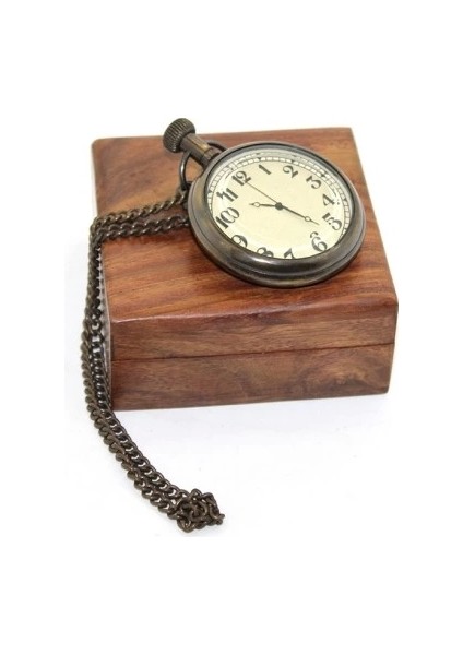 Ahşap Kutulu Pirinç Köstekli Saat Model 1