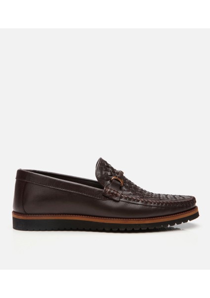 02AYH302950A480 ERKEK Deri Kahverengi Hafif Tabanlı Toka Detaylı Loafer