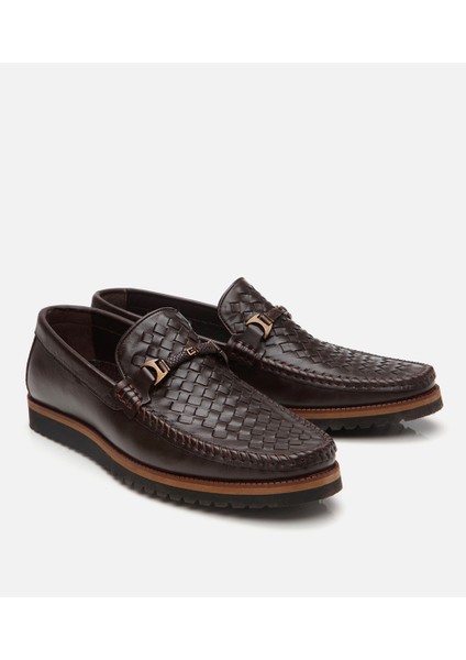 02AYH302950A480 ERKEK Deri Kahverengi Hafif Tabanlı Toka Detaylı Loafer