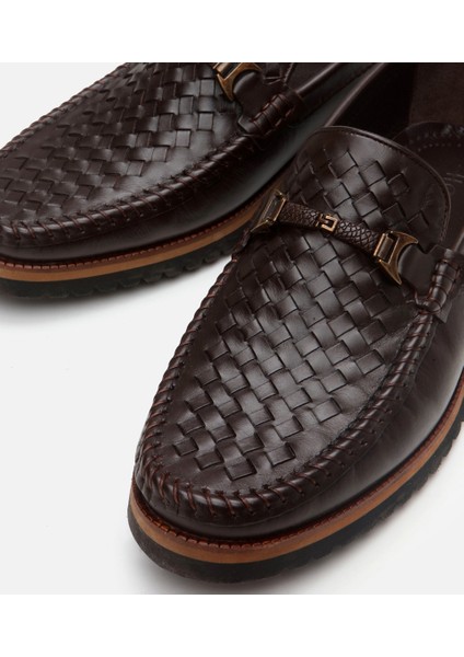 02AYH302950A480 ERKEK Deri Kahverengi Hafif Tabanlı Toka Detaylı Loafer