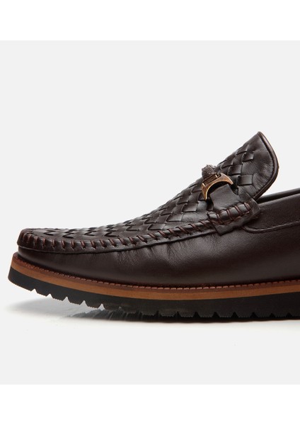 02AYH302950A480 ERKEK Deri Kahverengi Hafif Tabanlı Toka Detaylı Loafer