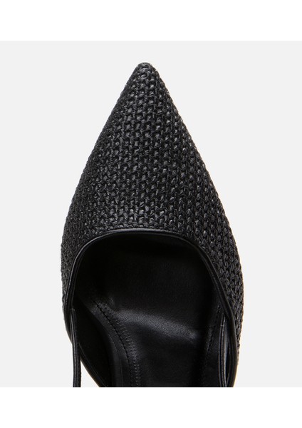 01AYH307450A100 KADIN Siyah Hasır Detaylı Arkası Açık Stiletto