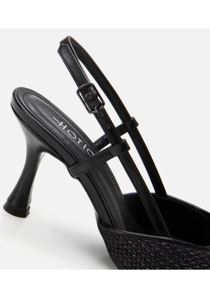 01AYH307450A100 KADIN Siyah Hasır Detaylı Arkası Açık Stiletto