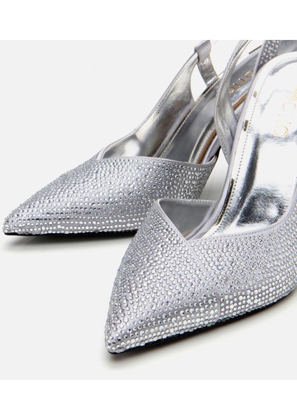 01AYH307490A210 KADIN Lame Taşlı Arkası Açık Stiletto