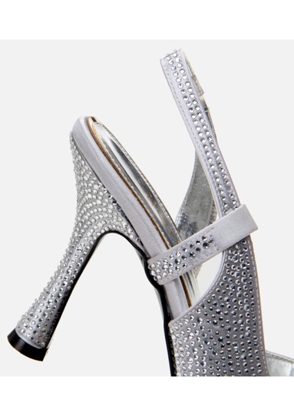 01AYH307490A210 KADIN Lame Taşlı Arkası Açık Stiletto