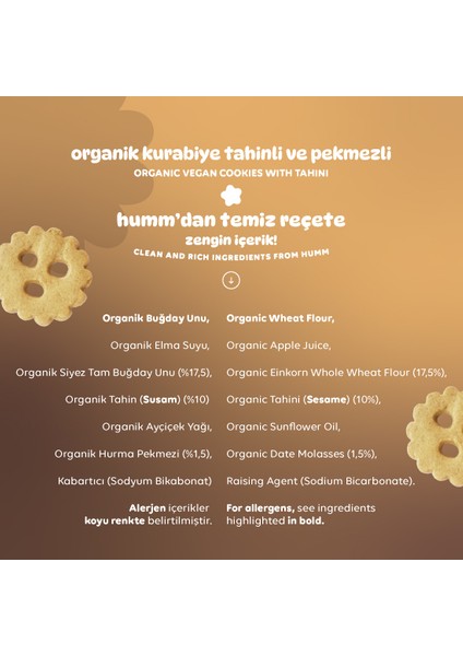 Humm Organıc Cheflıne Tahinli Pekmezli Vegan Kurabiye 55G x 3 Adet indirimleri