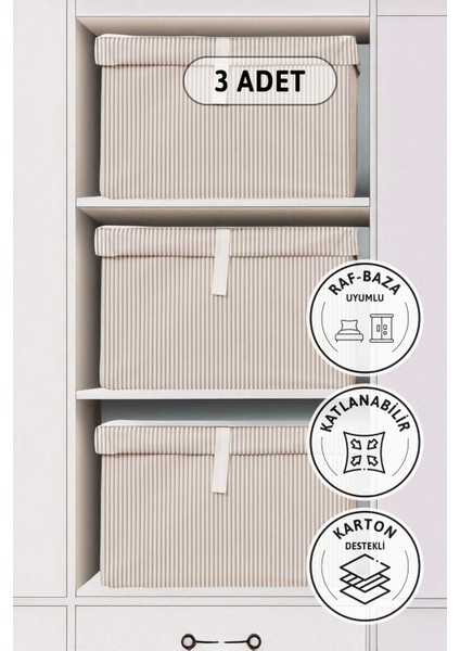 Kapaklı Mini 3'lü Hurç 40X30X26 - Kahverengi
