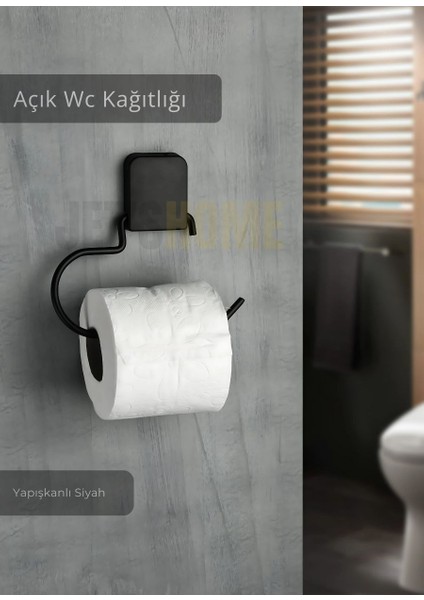 Paslanmaz Kapaksız Tuvalet Kağıdı Askılığı Wc Kağıtlık Tutucu Siyah