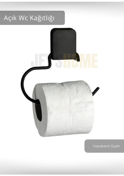 Paslanmaz Kapaksız Tuvalet Kağıdı Askılığı Wc Kağıtlık Tutucu Siyah