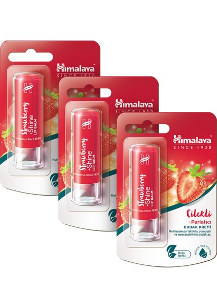 Parlatıcı Dudak Kremi, Çilek, Nemlendirici, %100 Doğal Renk, Silikon Içermez, 4,5 Gr 3 Adet