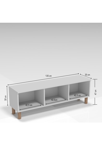 Bohem 135 cm 3 Kapaklı Tv Ünitesi Mdf Kapak