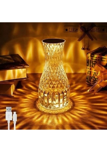 Buffer® Sürahi Model USB Şarjlı Kumandalı 16 Farklı Işık Modlu Masa Üstü Kristal Akrilik Lamba LED