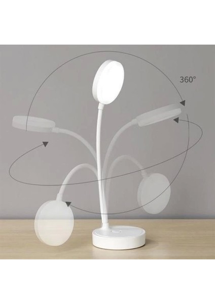 Buffer® Yuvarlak Usbli Dokunmatik 3 Kademeli 360 Derece Özel Göz Korumalı LED Lityum Masa Lambası