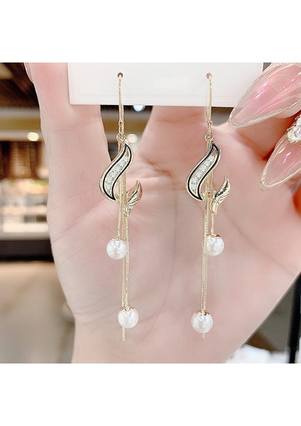 Hengshan Üst Düzey ve Atmosferik Internet Ünlü Mizaç Küpeleri Avrupa ve Amerikan Modası Abartılı Elmas Taklidi Uzun Püskül Küpeler (Yurt Dışından)