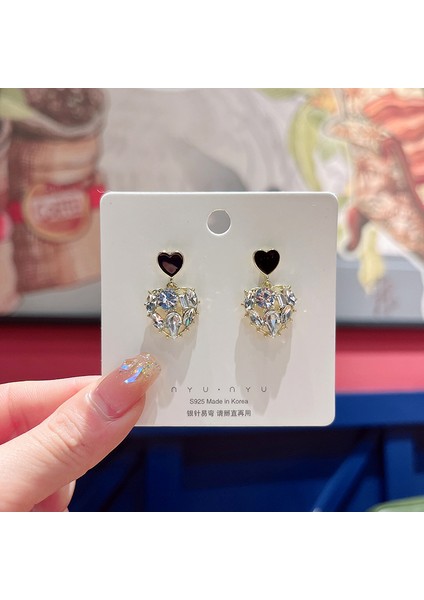 Hengshan Gümüş Iğne Seti Kedi Gözü Küpeler, Üst Düzey, Modaya Uygun ve Çok Yönlü, Hafif Lüks Küpeler, Sade ve Zarif Zirkon Küpeler (Yurt Dışından)