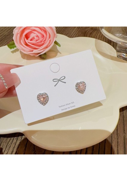 Hengshan 925 Gümüş Iğne Kore Tarzı Moda Inci Küpeler Niş Tasarım Içi Boş Kelebek Tatlı Pembe Çok Yönlü Küpe (Yurt Dışından)