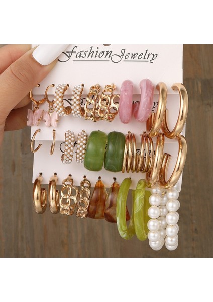 Hengshan Çok Satan Moda Avrupa ve Amerikan Tarzı Altın C-Şekilli Zincir Küpe Seti, Bayanlar Için Hafif Lüks ve Üst Düzey Küpeler (Yurt Dışından)