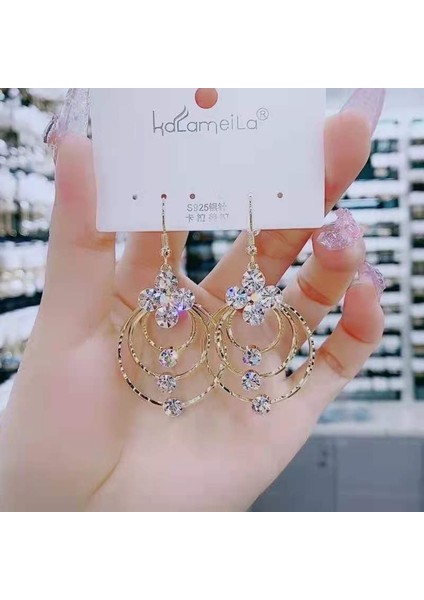 Hengshan Üst Düzey ve Atmosferik Internet Ünlü Mizaç Küpeleri Avrupa ve Amerikan Modası Abartılı Elmas Taklidi Uzun Püskül Küpeler (Yurt Dışından)