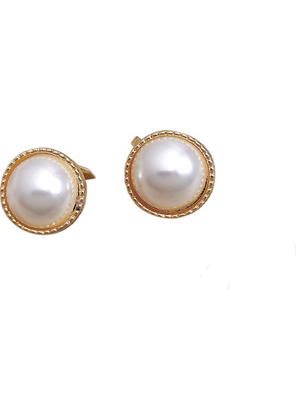 Hengshan Kore Tarzı Kamelya Tarzı Delinmemiş Küpe Inci Çiçek Dama Tahtası Elmas Küpe Kadınlar Için (Yurt Dışından)