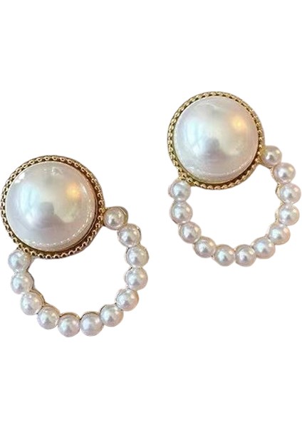 Hengshan Kore Tarzı Kamelya Tarzı Delinmemiş Küpe Inci Çiçek Dama Tahtası Elmas Küpe Kadınlar Için (Yurt Dışından)